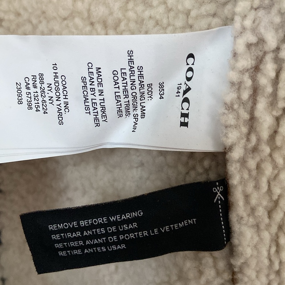 COACH Shearling Jacket in Amber Women's Size 0 - Picture 8 of 11